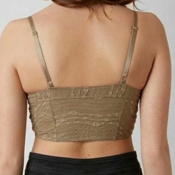 Free People Longline Bralette Lace Bustier Dark Olive Small - Picture 15 of 16